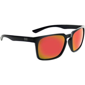 ONE by Optic Nerve Boiler Sunglasses Matte Black, Polarized Smoke Lens with Red Mirror