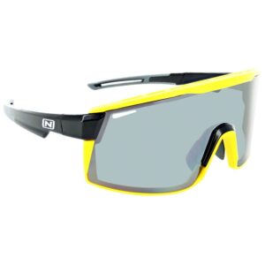Optic Nerve Fixie Max Sunglasses Black, Yellow Lens Rim, Smoke Lens with Silver Flash