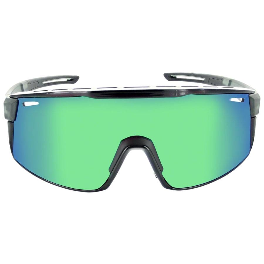 Optic Nerve Fixie Max Sunglasses Matte Crystal Gray, Shiny Black Lens Rim, Smoke Lens with Green Mirror - Image 2