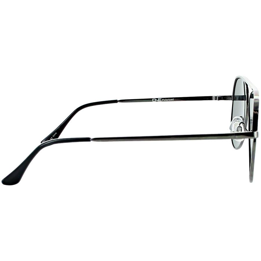 ONE by Optic Nerve Retroport Sunglasses Shiny Gunmetal Polarized Smoke Lens with Silver Mirror - Image 3