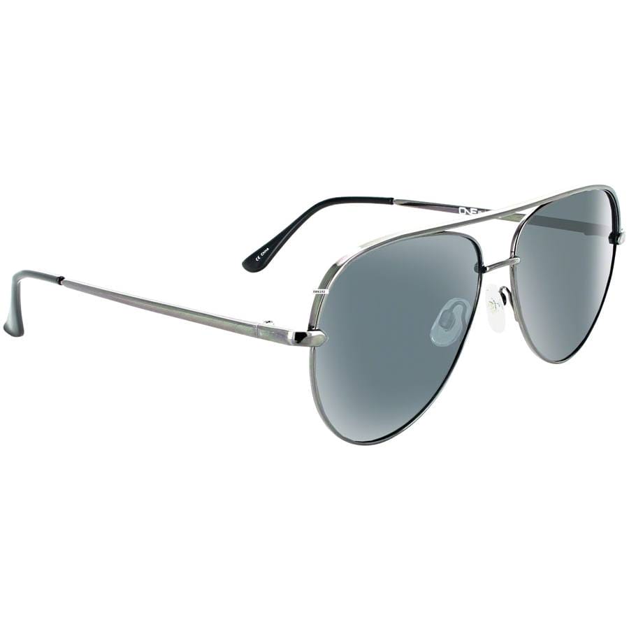 ONE by Optic Nerve Retroport Sunglasses Shiny Gunmetal Polarized Smoke Lens with Silver Mirror