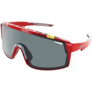 Optic Nerve Fixie Max Sunglasses Shiny Red, Spanish Flag Rim, Smoke Lens with Silver Mirror