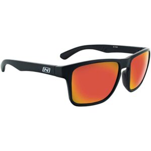Optic Nerve Rumble Sunglasses Shiny Black, Polarized Smoke Lens with Red Mirror