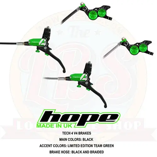 Hope Tech 4 V4 Downhill AM MTB Brakes Limited Edition Factory Racing Green - New Black Green