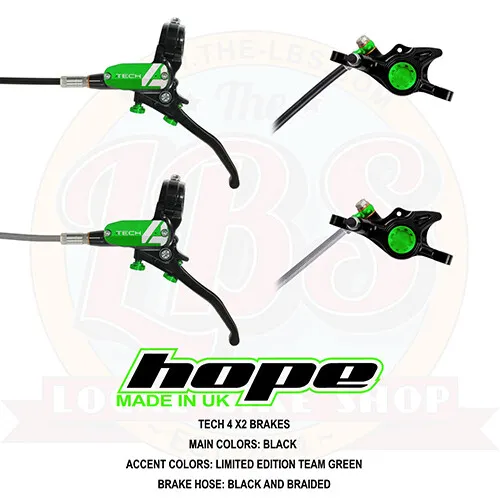Hope Tech 4 X2 XC Gravel MTB Brakes Limited Edition Factory Racing Green - New