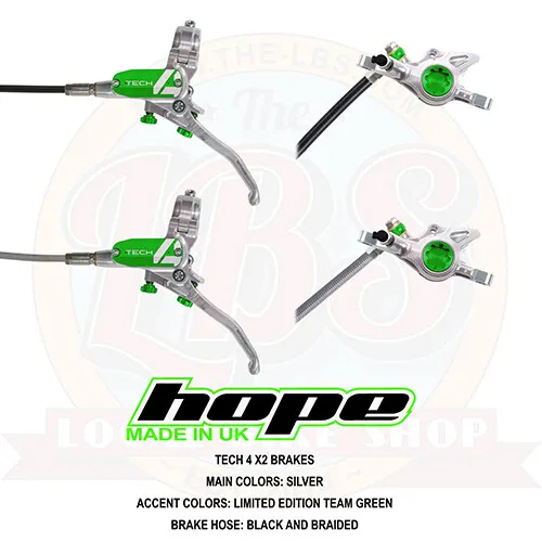 Hope Tech 4 X2 XC Gravel MTB Brakes Limited Edition Factory Racing Green - New